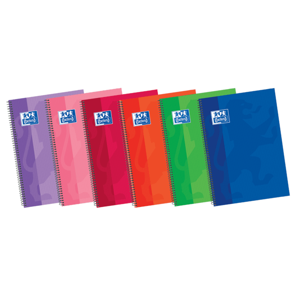 Oxford School Classic Write&Erase Fº Cuaderno Espiral - Tapa Extradura Resistente - 1 Linea con Margen - 80 Hojas - Colores Surtidos